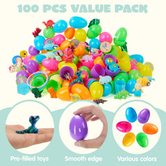 100 Prefilled Easter Eggs with Assorted Toys for Easter Egg Hunts, Basket Stuffers, and Classroom Prizes