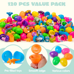 100 Prefilled Easter Eggs with Toys and Stickers (2.5 inches)