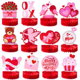12-Pack Valentine Honeycomb Centerpieces for Table Decor
