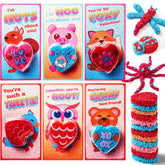 12-Pack Play Foam Animal-Shaped Valentine's Day Cards for Kids Classroom Exchange Gifts