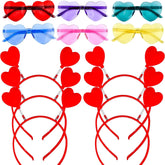 12-Pack Valentine's Day Heart Headbands and Glasses for Classroom Exchange Gifts