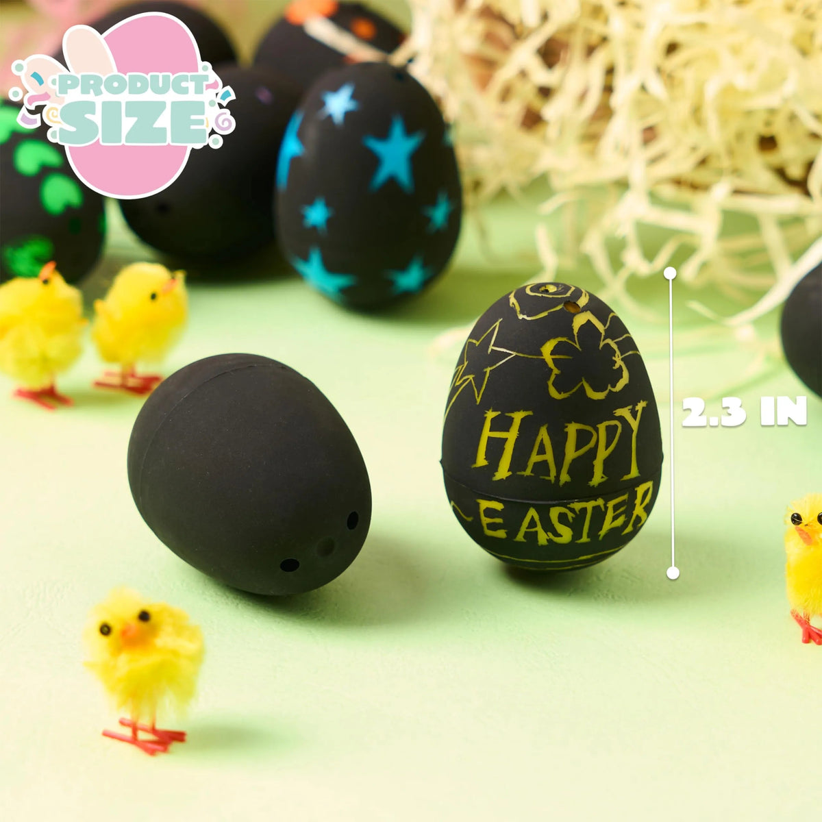 12 Pcs 2.3 Inch Easter Plastic Eggs with Scratchable Surface, Empty and Fillable