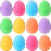 12 Pack 2.3 Inch Plastic Flocked Fillable Easter Eggs for Egg Hunt