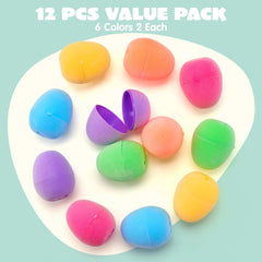 12 Pack 2.3 Inch Plastic Flocked Fillable Easter Eggs for Egg Hunt