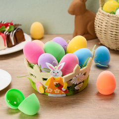 12 Pack 2.3 Inch Plastic Flocked Fillable Easter Eggs for Egg Hunt