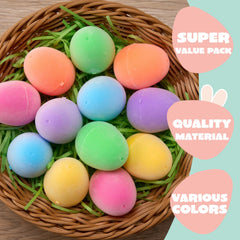 12 Pack 2.3 Inch Plastic Flocked Fillable Easter Eggs for Egg Hunt