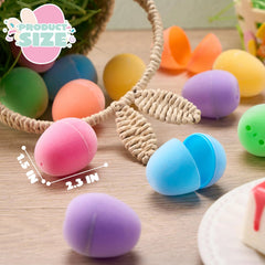 12 Pack 2.3 Inch Plastic Flocked Fillable Easter Eggs for Egg Hunt