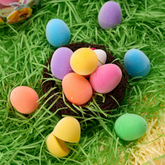 12 Pack 2.3 Inch Plastic Flocked Fillable Easter Eggs for Egg Hunt