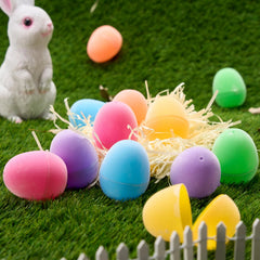 12 Pack 2.3 Inch Plastic Flocked Fillable Easter Eggs for Egg Hunt