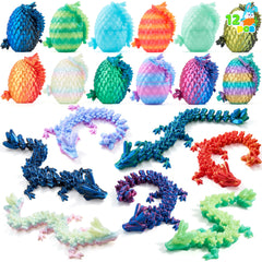 12-Pack 3D Printed Articulated Dragon Eggs for Easter Party Favors, Egg Hunts & Classroom Prizes