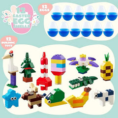 12 Easter Eggs with Building Blocks for Kids Party & Hunt