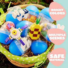 12 Easter Eggs with Building Blocks for Kids Party & Hunt