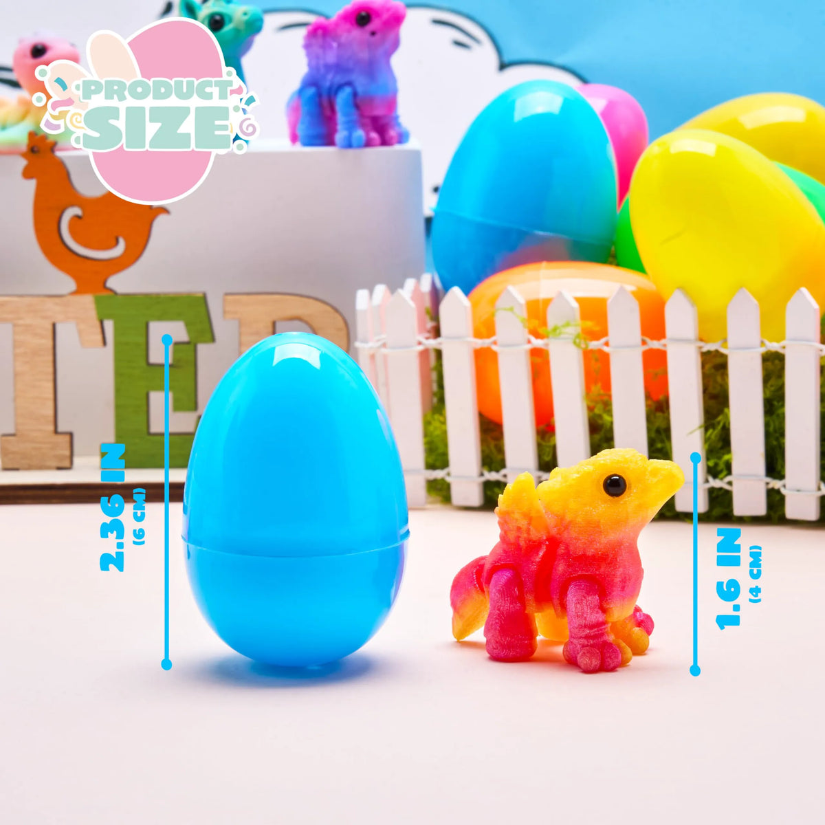 12 Prefilled Easter Eggs with 3D Articulated Fantasy Animal Toys, Party Favors for Kids