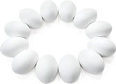 12 Unpainted White Wooden Easter Eggs for DIY Crafts and Party Favors