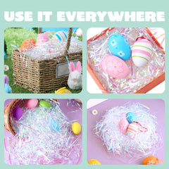 12oz (340g) Easter Iridescent Plastic Grass - Sparkly Shredded Paper for Easter Egg Hunt
