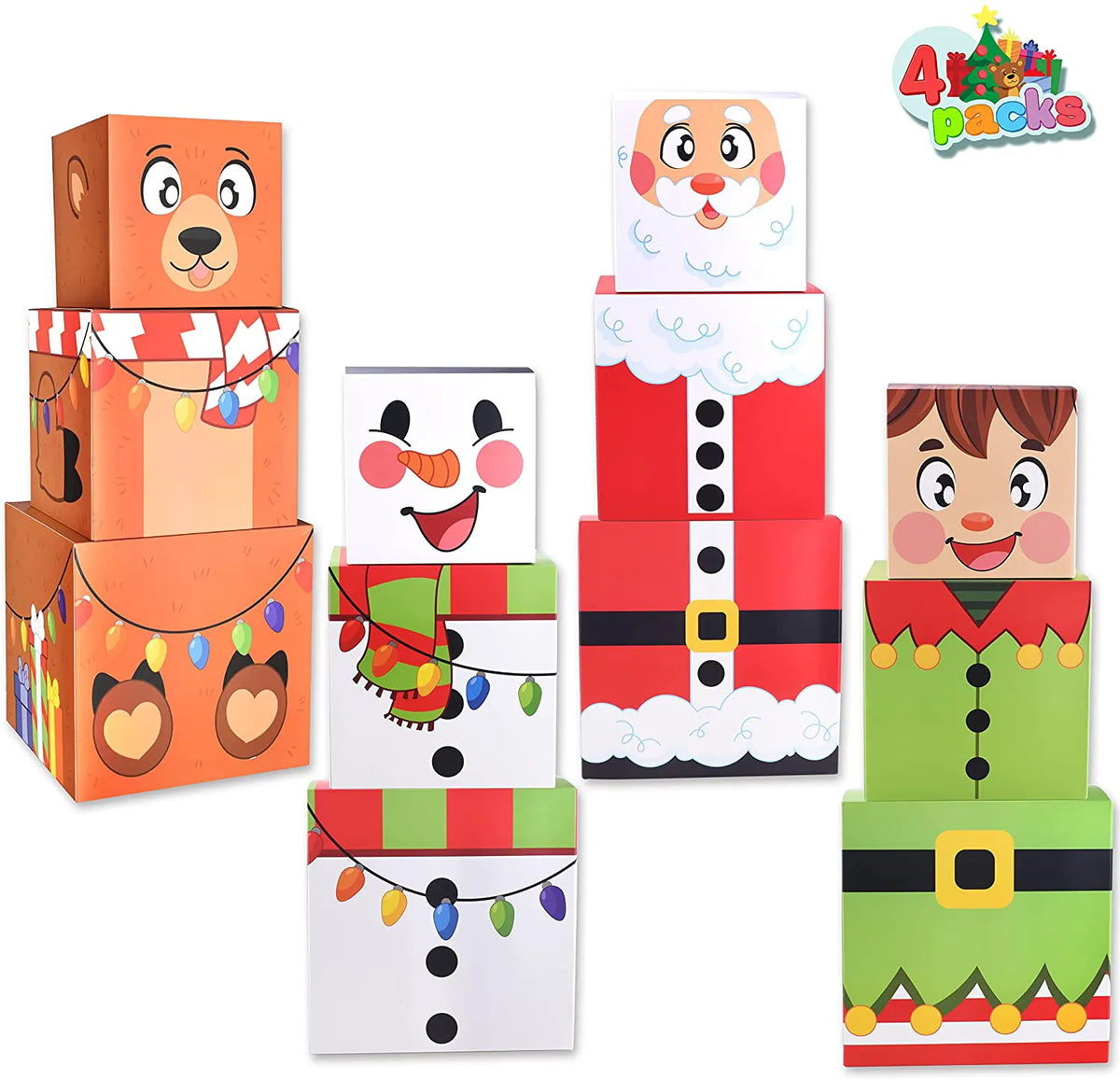 Christmas Characters Stacking Nesting Boxes, 12-Piece Set