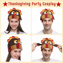 Thanksgiving Cute Pom Pom Turkey Beanie Knitted Hat