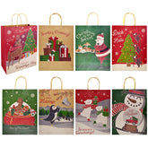 8 Christmas-Themed Colorful Drawstring Gift Bags, 24-Pack