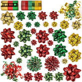 47-Pack Gift Wrap String and Bows in Red, Gold, Green