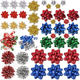 Assorted Bows - 42 Pack (White, Silver, Red, Gold, Green, Blue)