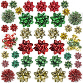 Assorted Bows - 42 Pack (Red, Gold, Green)