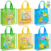 JOYIN 6 Pack Large Easter Bunny Gift Bags 13x13 Non-Woven Treat Bags for Kids Easter Party Supplies