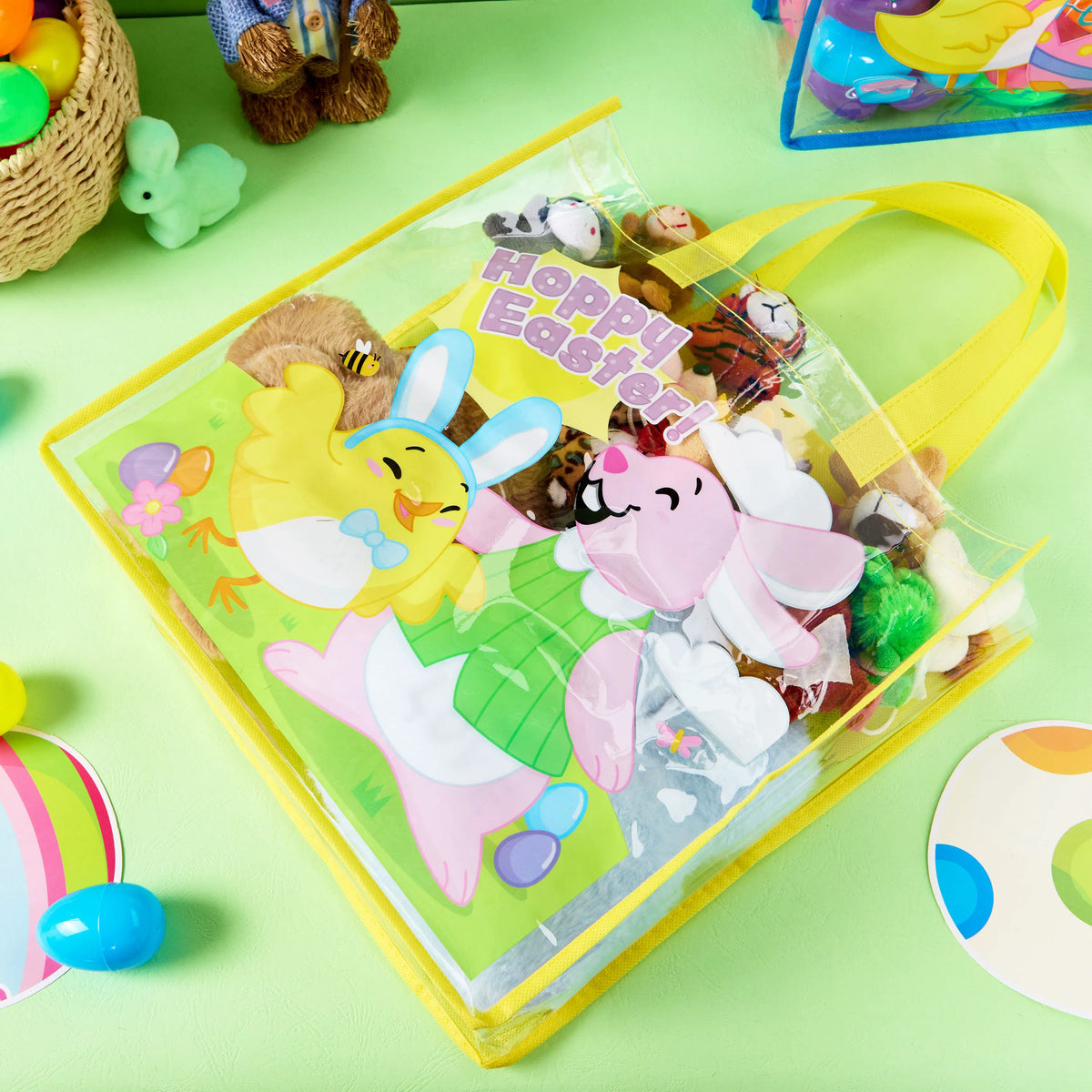 JOYIN 6 Pack Large Easter Bunny Gift Bags 13x13 Non-Woven Treat Bags for Kids Easter Party Supplies