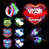 28 Glow Stick Bracelets with Valentine's Day Cards for Kids Party Favors