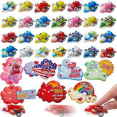 28 Pcs Kids Valentine's Cards with Pull Back Airplanes - Classroom Exchange Gifts