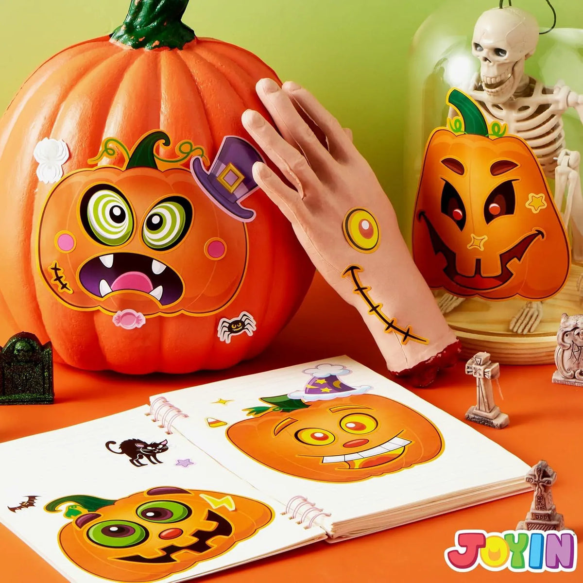 48PCS Halloween Pumpkin Make-a-Face Sticker Sheets