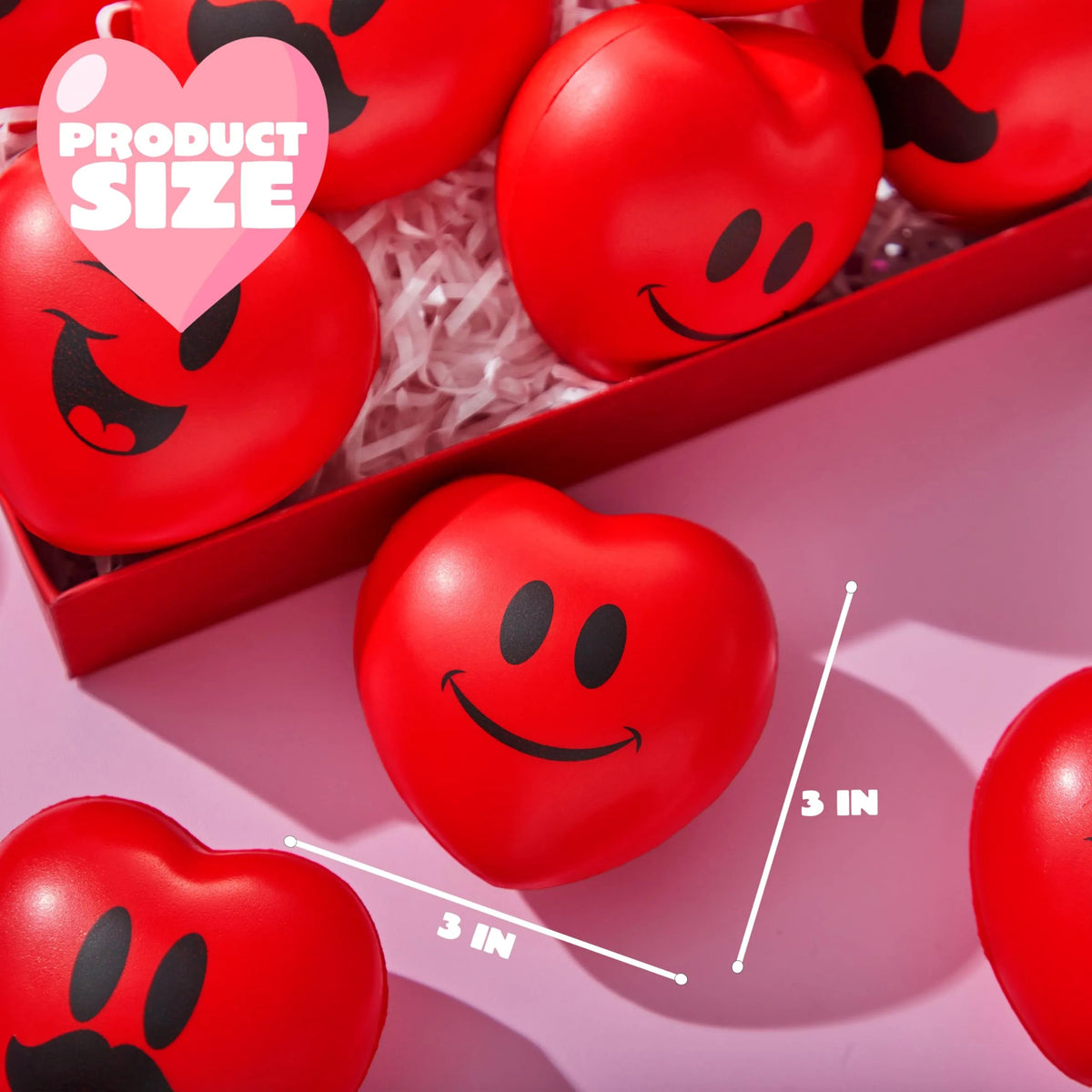 15-Pack Valentine's Day Heart-Shaped Happy Face Balls (3-Inch)