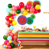 96-Piece Mexican Fiesta Colorful Party Decoration Set with Balloons