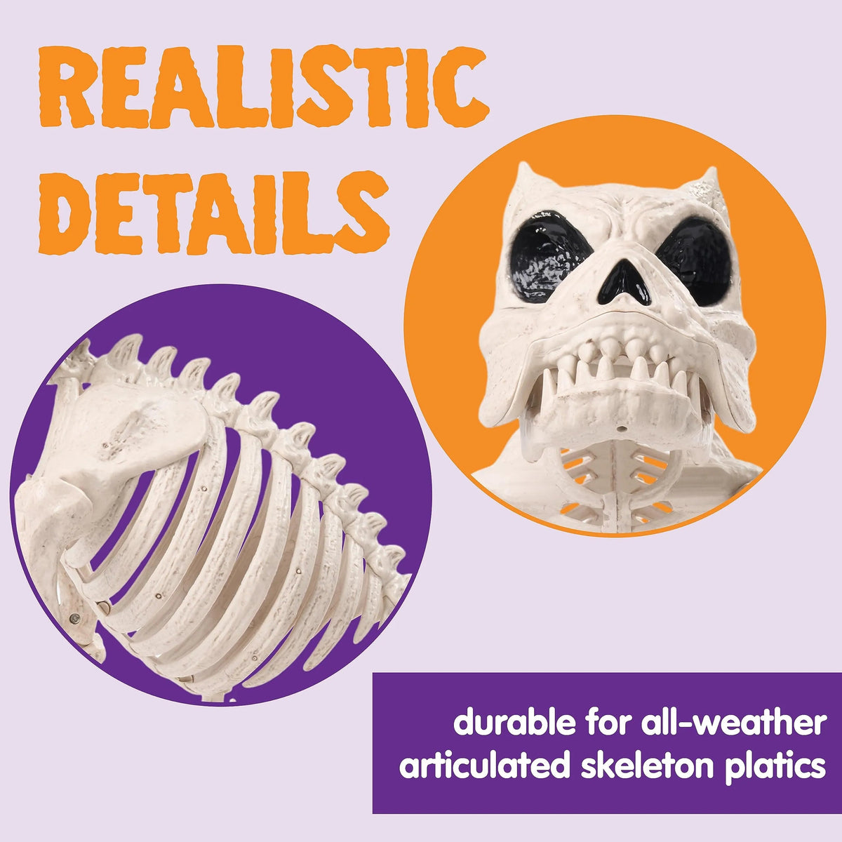 16" Halloween Poseable Skeleton Dog with Pose-N-Stay Plastic Bones