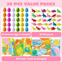30 Pack Valentine's Day Cards with Hatching Dinosaur Egg Toys and Hangers