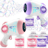 JOYIN 2-Pack Bubble Guns with 4 Bottles of Solution, Automatic Bubble Machine Gun with 8 Holes for Kids and Adults, Summer Toys, Easter Basket Stuffers