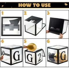 4 Black & Gold 2026 Graduation Balloon Boxes for Party Decor
