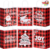 18 Pack Christmas White Kraft Bags with Handles