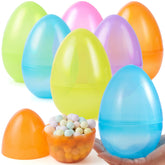 6 Large Clear Easter Eggs, 6-Inch Jumbo Plastic Fillable Eggs for Easter Hunt
