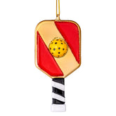 Christmas Pickleball Paddle Glass Ornament