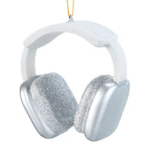 Mini Christmas Headphone Ornament in Silver and White