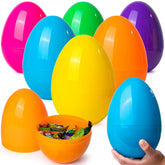 6-Pack 7-Inch Jumbo Colorful Plastic Easter Egg Shells for Egg Hunt