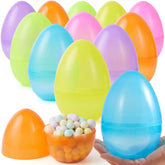12 Large Clear Easter Eggs, 6-Inch Jumbo Plastic Fillable Eggs