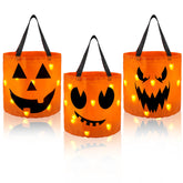 Set of 3 Halloween Candy Pumpkin Buckets