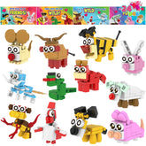 24 Pack Valentine's Day Gift Cards with Animal Building Blocks for Party Favors