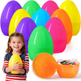 6-Pack 8-Inch Jumbo Plastic Easter Egg Shells, Fillable for Easter Egg Hunt