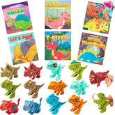 24 Valentine's Day Cards with Dinosaur Toys