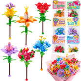 24 Pcs Valentine's Day Flower Bouquet Building Blocks with Cards