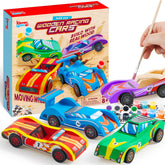 4 DIY Wooden Race Cars - Build & Paint Your Own Wood Craft Kit