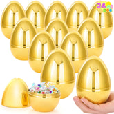 24 Large Plastic Golden Easter Eggs, 6-Inch Jumbo Fillable Eggs
