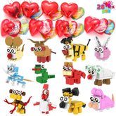 26-Piece Animal Building Blocks with Prefilled Hearts and Kids' Valentine Cards